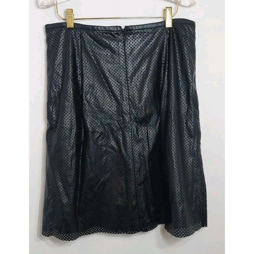 Calvin Klein Women's Size 8 Skirt Black Pleated Perforated Faux Leather